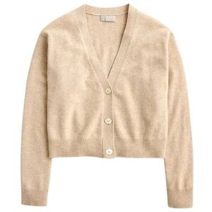 J.Crew Cashmere Shrunken V Neck Cardigan Sweater Heather Stone BV672 Size M New